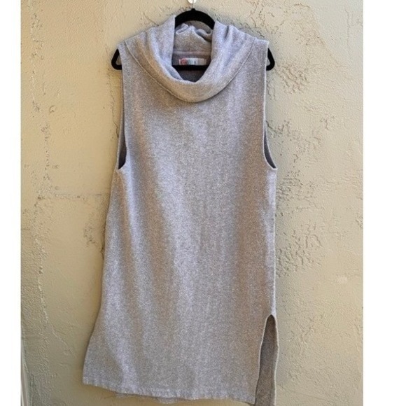 Free People Beach Tops - Free People Beach Gray Cowl Neck Sleeveless Sweater Dress Tunic Athleisure Cozy
